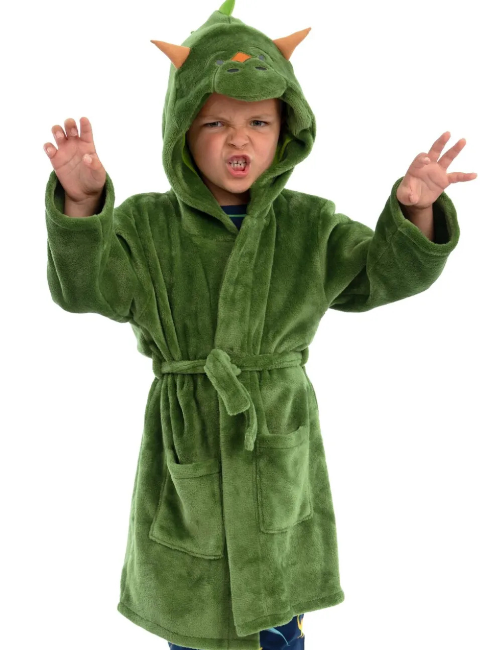 Harry Bear Dinosaur Fleece Dressing Gown With 3D Horns And Spikes
