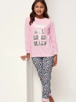 Harry Bear pyjama met luipaardprint en Sleep-slogan