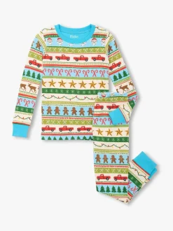 Hatley Blue Fun Fair Isle Christmas Cotton Pyjama Set