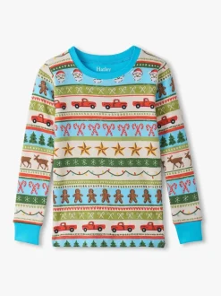 Hatley Blue Fun Fair Isle Christmas Cotton Pyjama Set