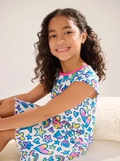 Hatley nachtjapon met ruchezoom en aquarel doodles