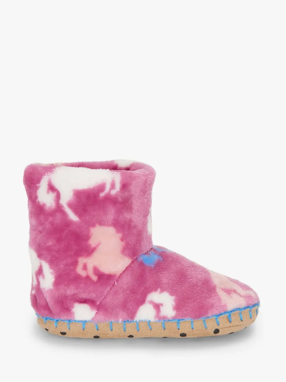 Hatley Pink Beautiful Horses Fuzzy Fleece Slippers