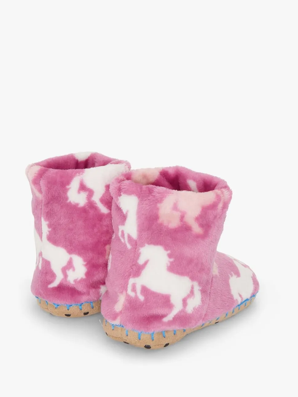 Hatley Pink Beautiful Horses Fuzzy Fleece Slippers