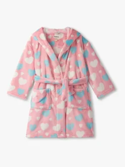 Hatley Pink Big Hearts Fuzzy Fleece Dressing Robe