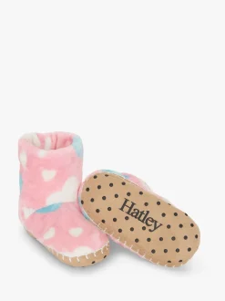 Hatley Pink Big Hearts Fuzzy Fleece Slippers