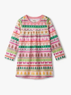 Hatley Pink Fun Fair Isle Christmas Long Sleeve Nightdress