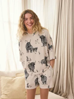 Havermout Hamish The Highland Cow - Behaaglijke korte pyjamaset