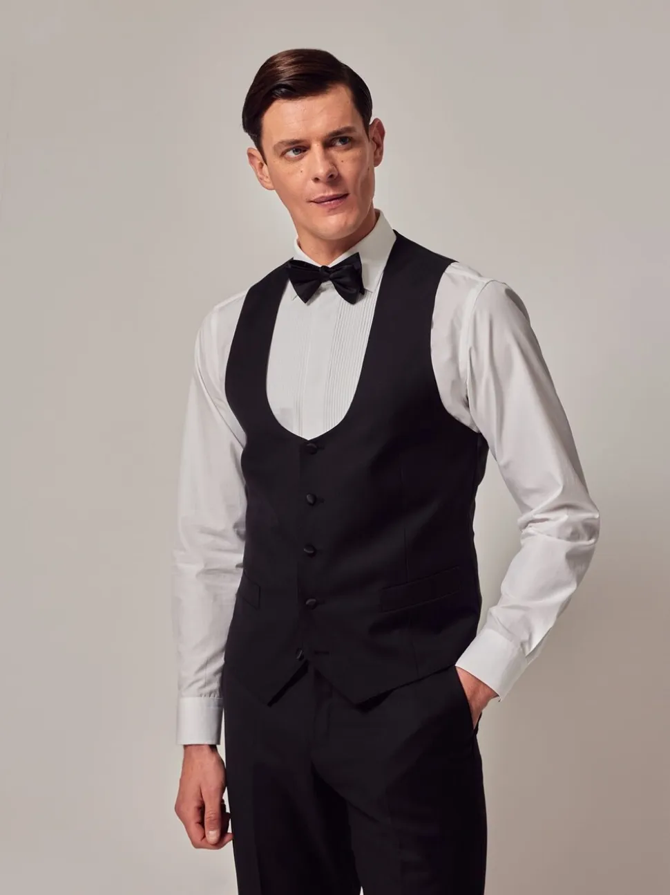 Hawes & Curtis slim-fit zwart diner gilet