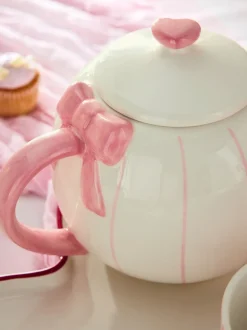 Hearts and Bows Tea for Two Teapot Teacups and Tray
