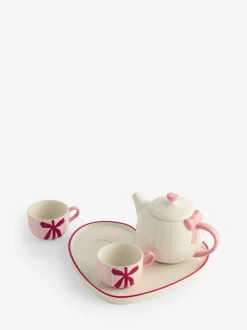 Hearts and Bows Tea for Two Teapot Teacups and Tray