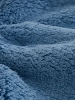 Helder blauw/geel kleurblok - Fleece shacket van borg (3 mnd - 7 jr)