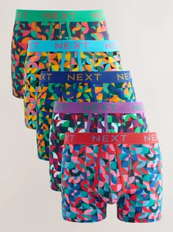 Helder Blauw/Oranje/Paars Cirkel Geo Print - Boxershorts met A-voorkant