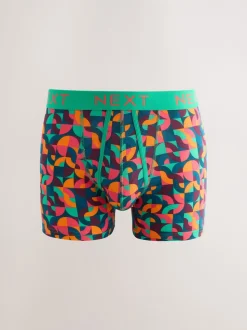Helder Blauw/Oranje/Paars Cirkel Geo Print - Boxershorts met A-voorkant