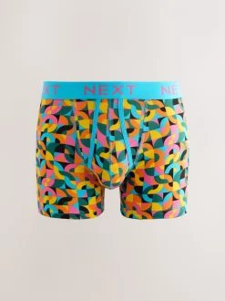 Helder Blauw/Oranje/Paars Cirkel Geo Print - Boxershorts met A-voorkant
