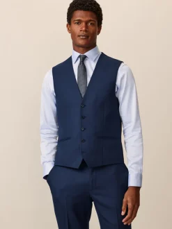 Helderblauw - Herenvest met textuur
