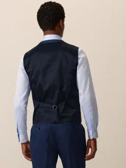 Helderblauw - Herenvest met textuur