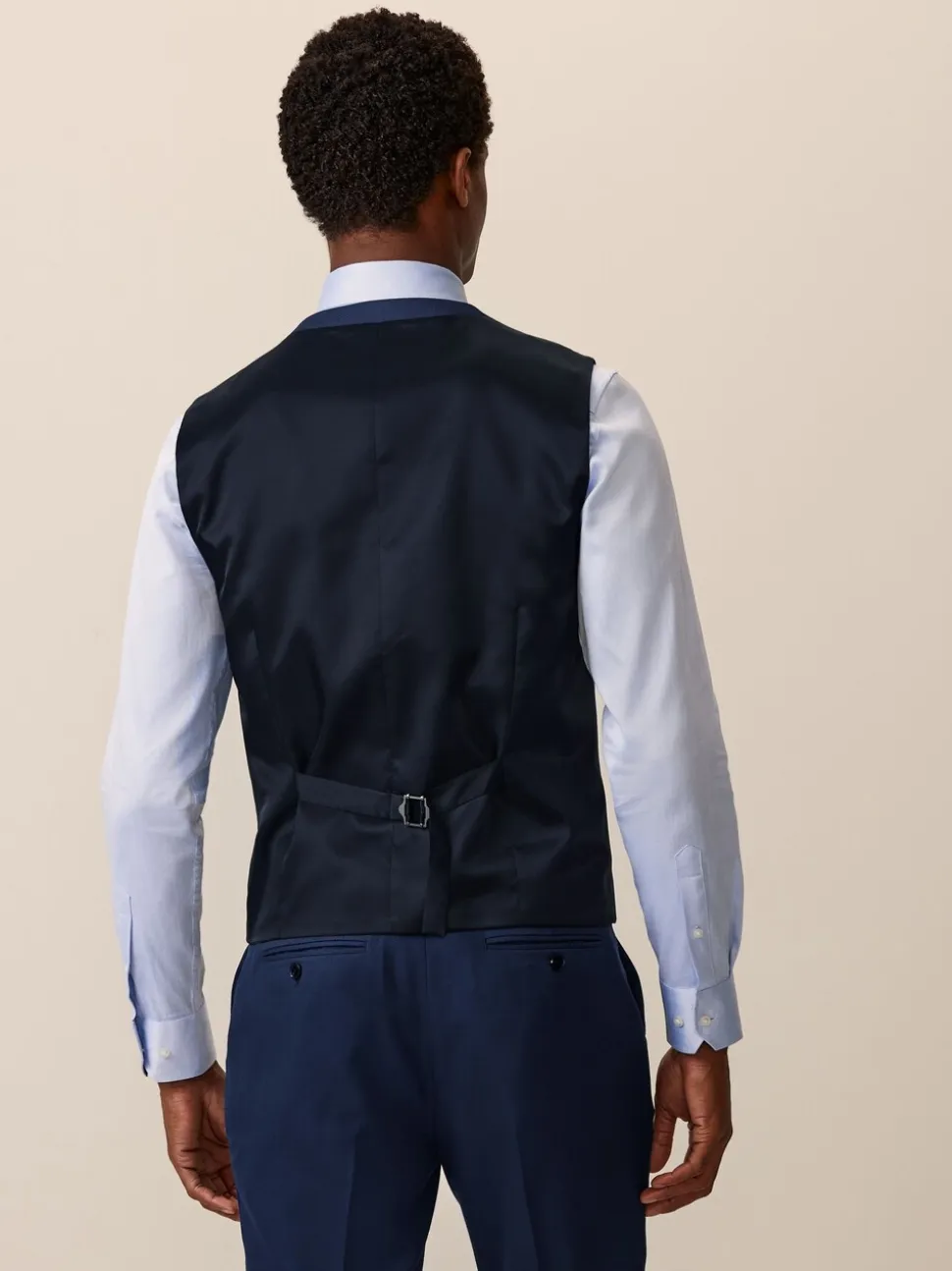 Helderblauw - Herenvest met textuur