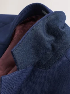 Helderblauw - Normale Pasvorm - Kostuum met textuur: colbert