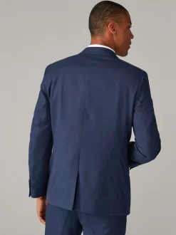Helderblauw - Normale Pasvorm - Kostuum met textuur: colbert