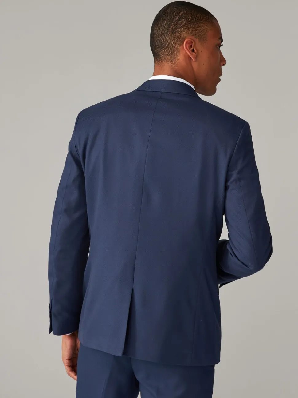 Helderblauw - Normale Pasvorm - Kostuum met textuur: colbert