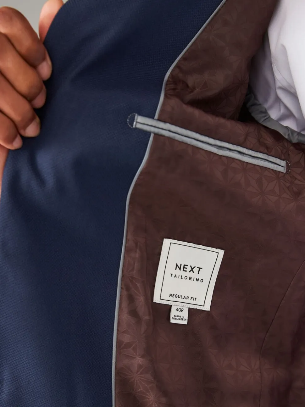 Helderblauw - Normale Pasvorm - Kostuum met textuur: colbert