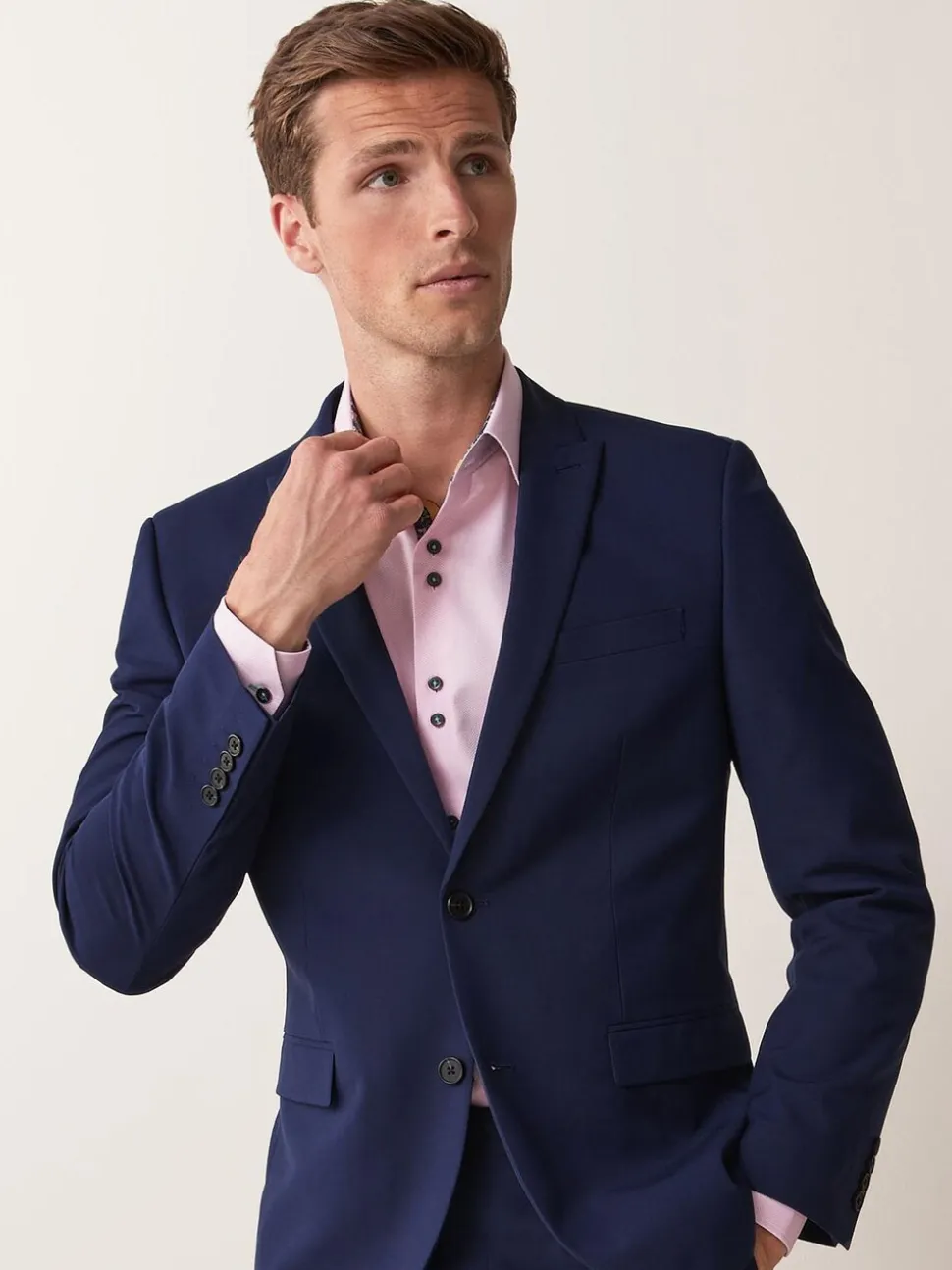 Helderblauw - Normale Pasvorm - Kostuum met twee knopen: colbert