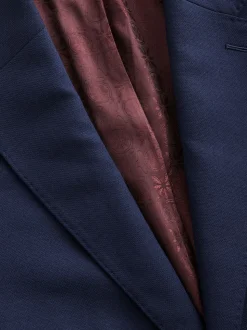 Helderblauw - Signature getextureerd slim-fit kostuumjasje van Italiaanse Tollegno-wol