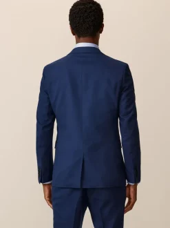Helderblauw - Slim Fit - Kostuum met textuur: colbert