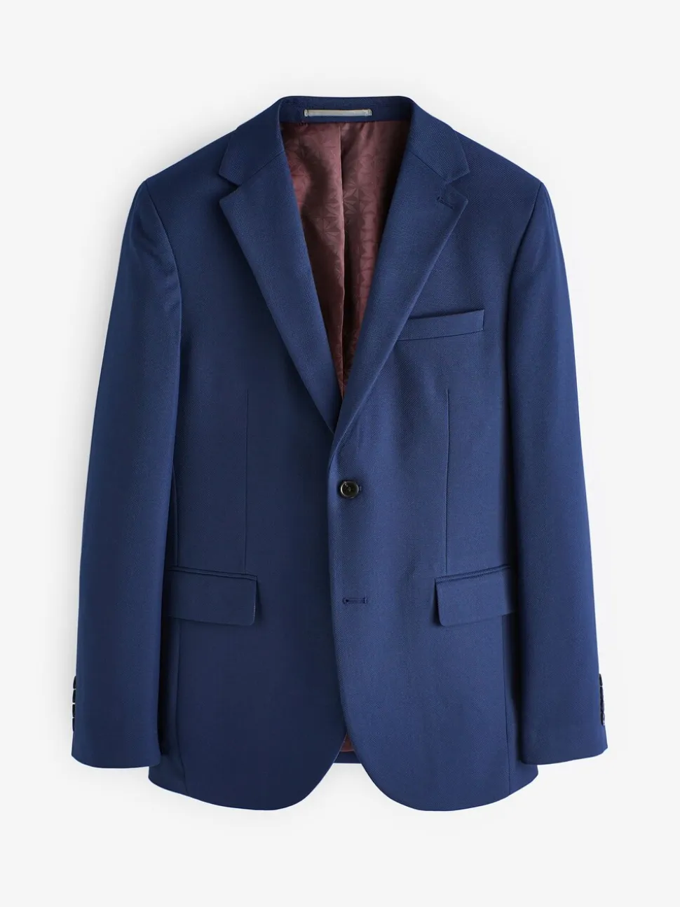 Helderblauw - Slim Fit - Kostuum met textuur: colbert