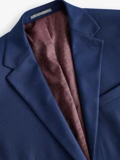 Helderblauw - Slim Fit - Kostuum met textuur: colbert