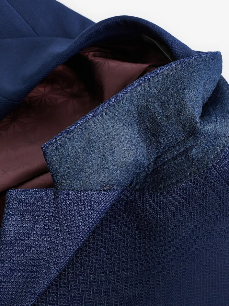 Helderblauw - Slim Fit - Kostuum met textuur: colbert