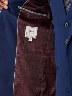 Helderblauw - Slim Fit - Kostuum met textuur: colbert