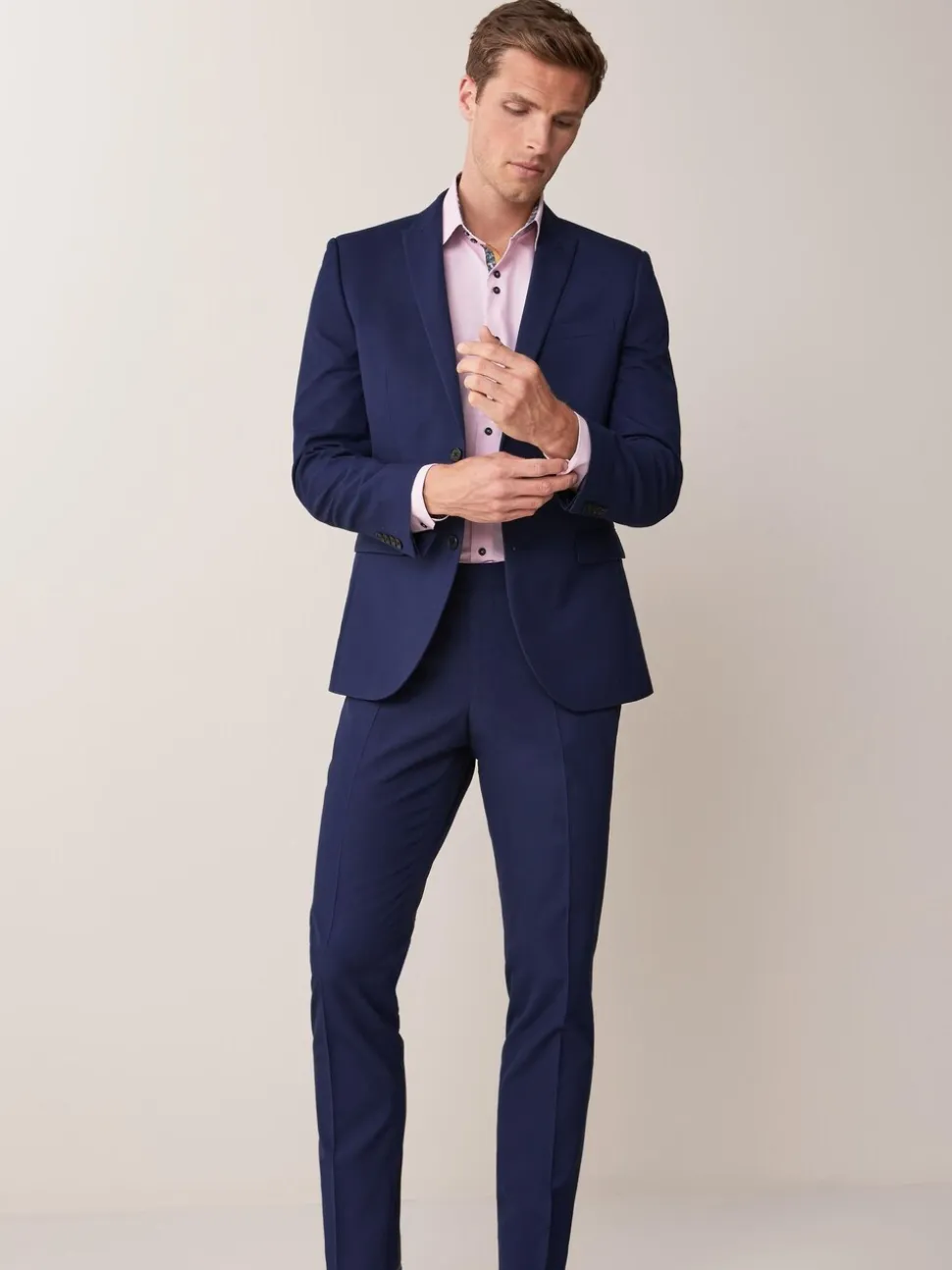 Helderblauw - Slim Fit - Kostuum met twee knopen: colbert