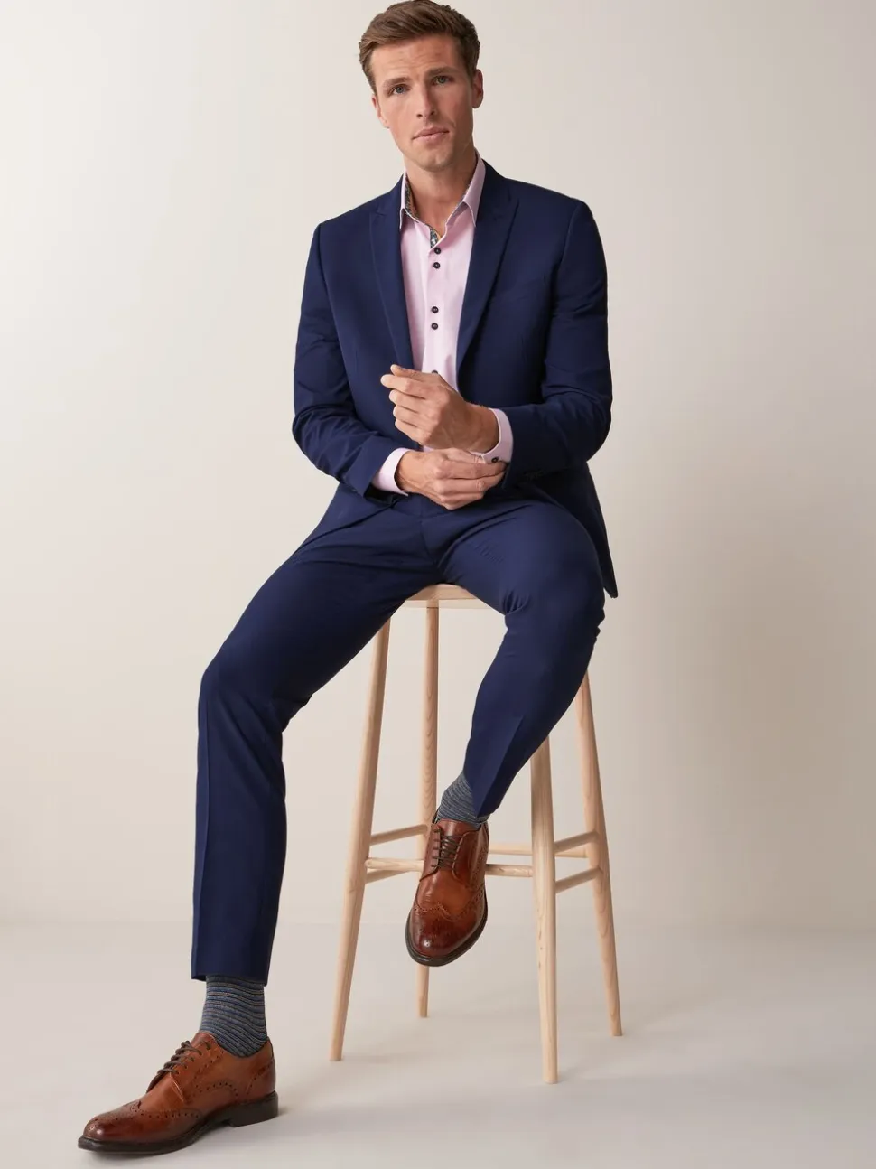 Helderblauw - Slim Fit - Kostuum met twee knopen: colbert