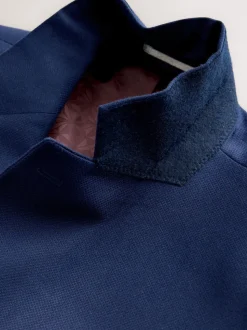 Helderblauw - Strakke Pasvorm - Kostuum met textuur: colbert