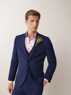 Helderblauw - Tailored fit - Kostuum met twee knopen: colbert
