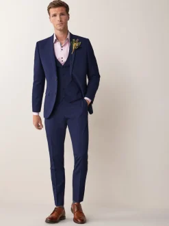 Helderblauw - Tailored fit - Kostuum met twee knopen: colbert