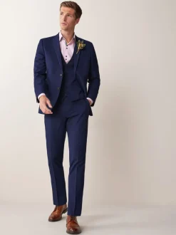 Helderblauw - Tailored fit - Kostuum met twee knopen: colbert