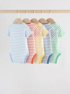 Heldere streep - Set van 5 babyrompertjes met korte mouwen
