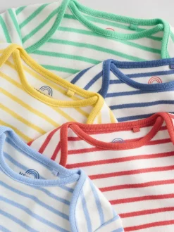 Heldere streep - Set van 5 babyrompertjes met korte mouwen