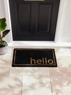 Hello Slogan Coir Doormat