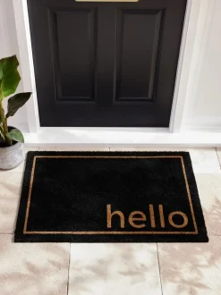 Hello Slogan Coir Doormat