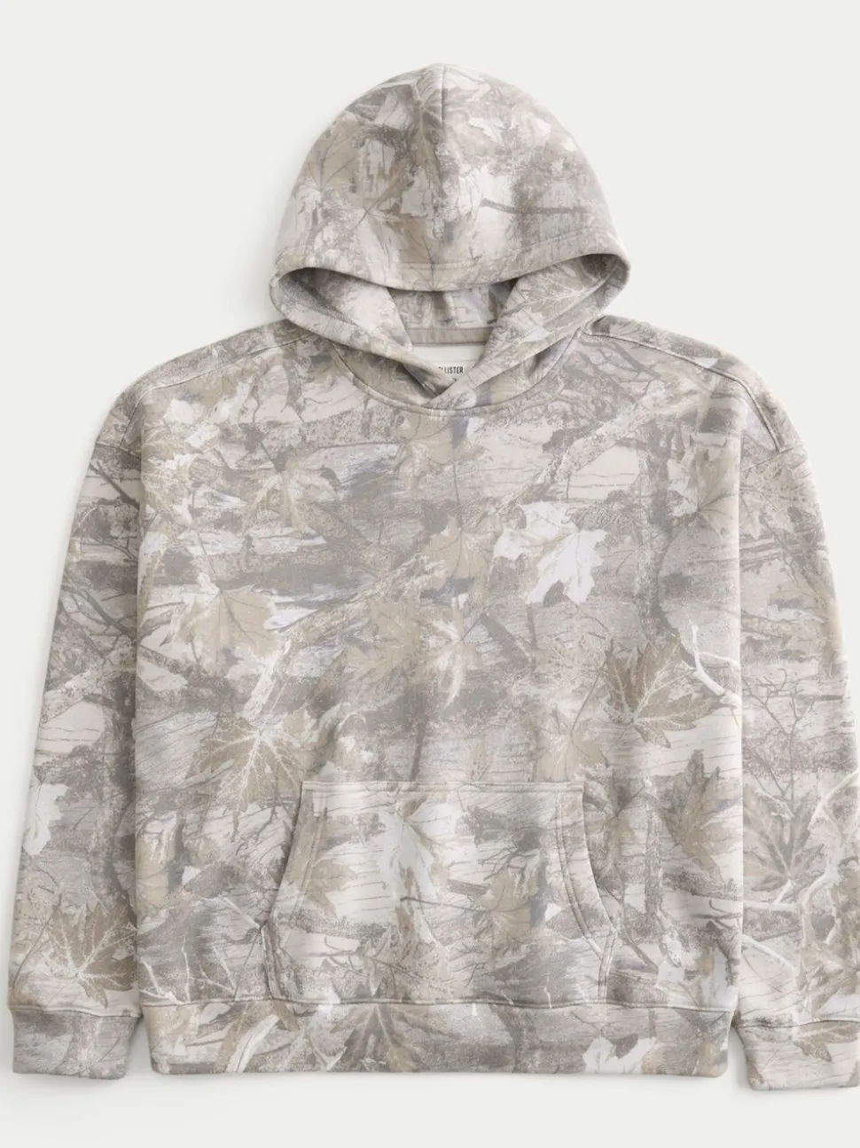 Hollister Grey Boxy Camo Print Logo Hoodie