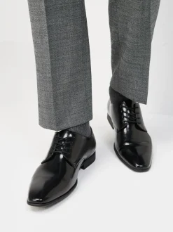 Hoogglans zwart - Derbyschoenen met veter