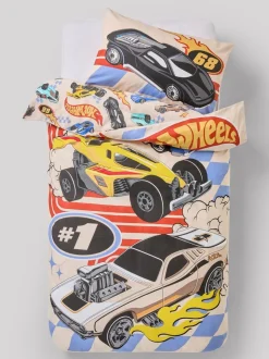 Hot Wheels omkeerbare polykatoenen dekbedovertrek- en kussensloopset voor eenpersoonsbed