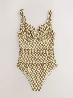 Houtblok Khaki Groen/Cream folie - F-K ondersteunend badpak met beugel