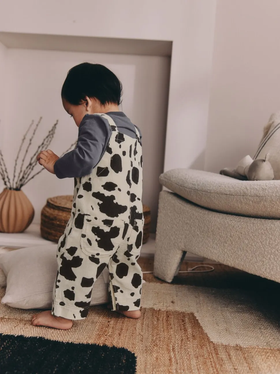 Houtskool/crème Koe - Baby Set van bretelbroeken en Bodysuit 2 Pieces (0mnd.-3jr)