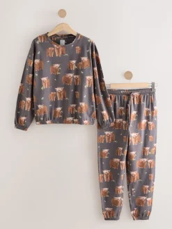 Houtskoolgrijze Hamish The Highland Cow - Pyjama met lange mouwen
