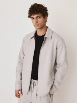 Ice grey - N. Premium Soft Touch Scuba Zip Through Shacket