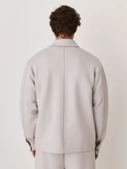 Ice grey - N. Premium Soft Touch Scuba Zip Through Shacket